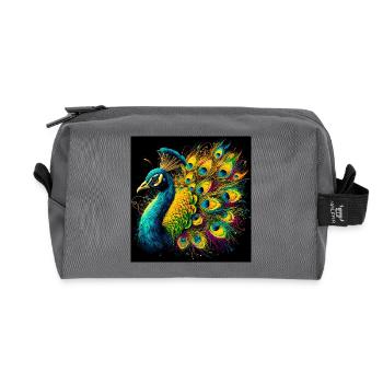 peacock - Recycled Toiletry Zip Bag - anthracite - Front