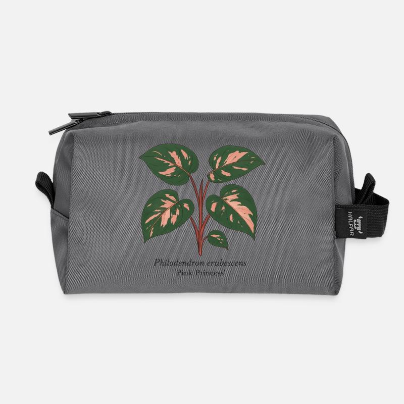 stylische Pflanze - Philodendron Pink Princess - Recycelte Kulturtasche - Anthrazit