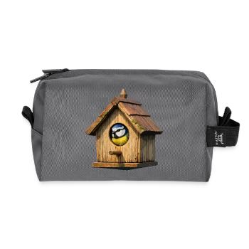 Vogelhaus Blau - Recycelte Kulturtasche - Anthrazit - Vorne