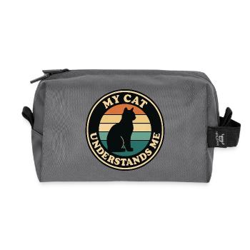 Meine Katze versteht mich Retro Sonnenuntergang - Recycelte Kulturtasche - Anthrazit - Vorne