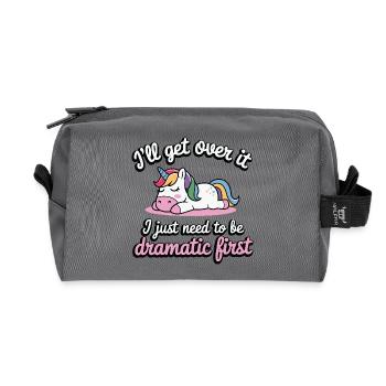 Sleeping Unicorn Drama Saying Dramatic - Recycled Toiletry Zip Bag - anthracite - Front