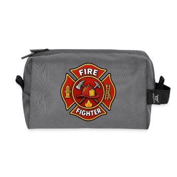 Firefighter Helmet Emblem with Axe - Recycled Toiletry Zip Bag - anthracite - Front