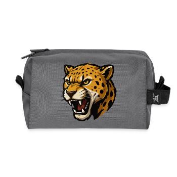 Jaguar Roar: Wildes Katzenmotiv - Recycelte Kulturtasche - Anthrazit - Vorne
