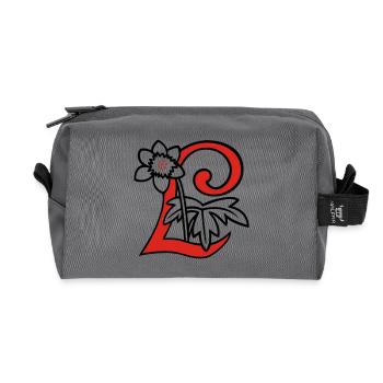 Buchstabe L Blüte Initiale - Recycelte Kulturtasche - Anthrazit - Vorne
