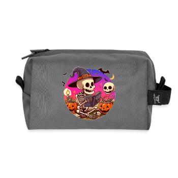 Mr. Bone Spooky Halloween 3 - Recycled Toiletry Zip Bag - anthracite - Front