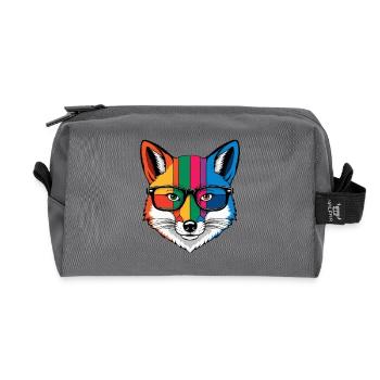 Fox Cartoon Cool Colorful with Glasses - Recycled Toiletry Zip Bag - anthracite - Front