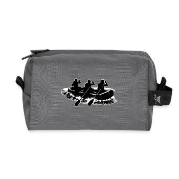 Rafting Outline Motif - Recycled Toiletry Zip Bag - anthracite - Front
