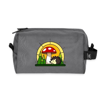 Petit hérisson sous un agaric de mouche - Trousse de toilette en tissu recyclé - anthracite - Devant