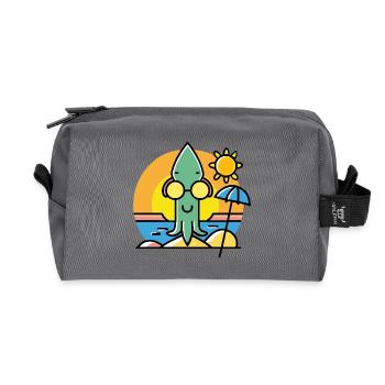 Tintenfisch mit Sonnebrille am Strand - Recycelte Kulturtasche - Anthrazit - Vorne