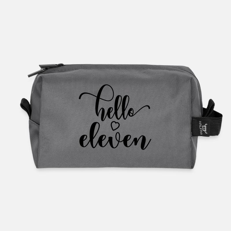 Hello Eleven - Süßes Geschenk zum 11. Geburtstag für Mädchen - Recycelte Kulturtasche - Anthrazit