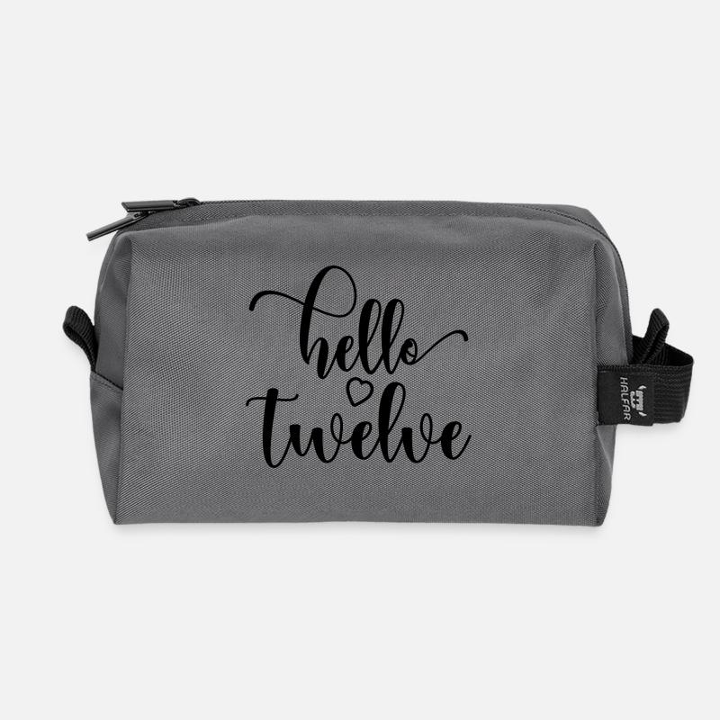 Hello Twelve - Süßes Geschenk zum 12. Geburtstag für Mädchen - Recycelte Kulturtasche - Anthrazit