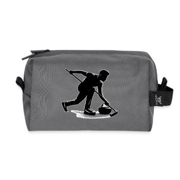 Curling Outline - Recycled Toiletry Zip Bag - anthracite - Front