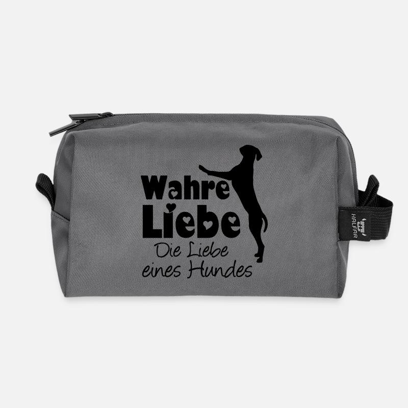 Wahre Liebe - Hund Haustier Tier Geschenk Spruch - Recycelte Kulturtasche - Anthrazit