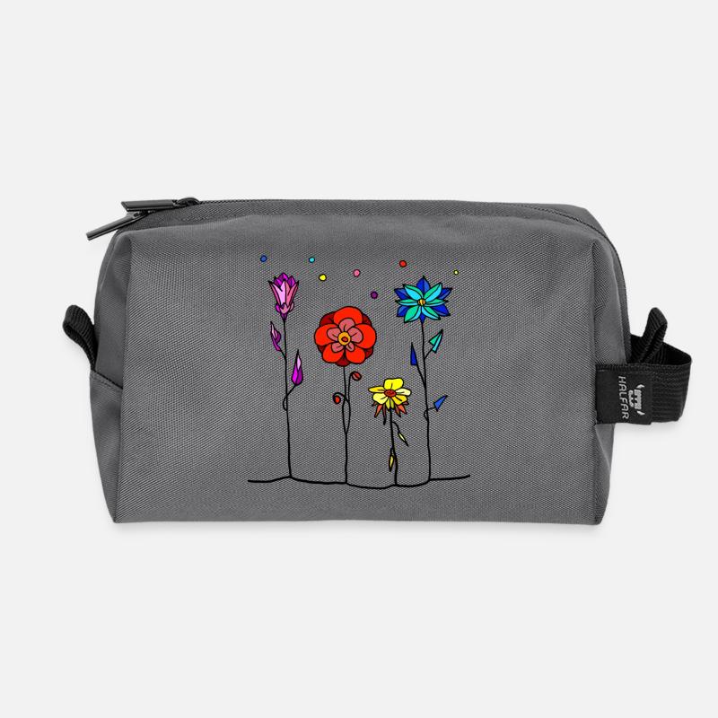 Blumen - Recycelte Kulturtasche - Anthrazit