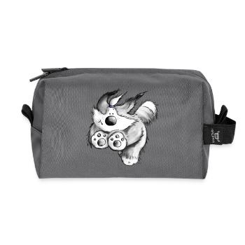 Flying Bearded Collie- Chien - Trousse de toilette en tissu recyclé - anthracite - Devant