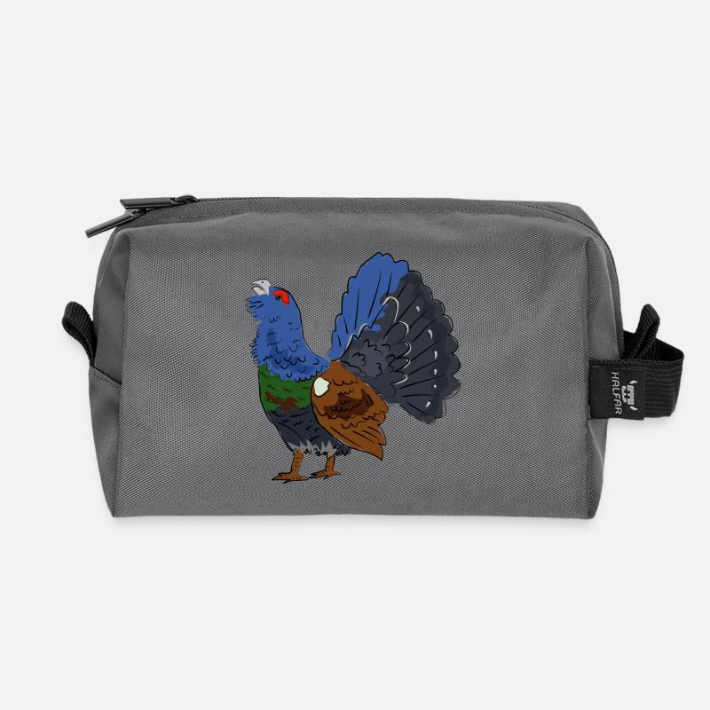 Coloured capercaillie with colourful plumage - Recycled Toiletry Zip Bag - anthracite