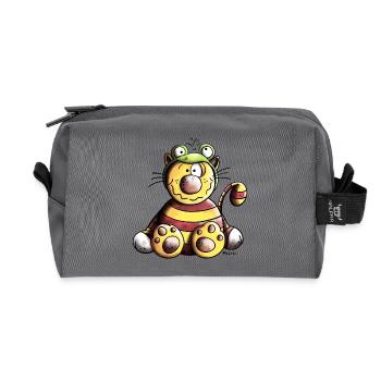 Katze im Froschkostüm - Recycelte Kulturtasche - Anthrazit - Vorne