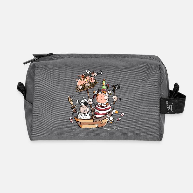 Funny farm pirates - pirate - buccaneers - Recycled Toiletry Zip Bag - anthracite