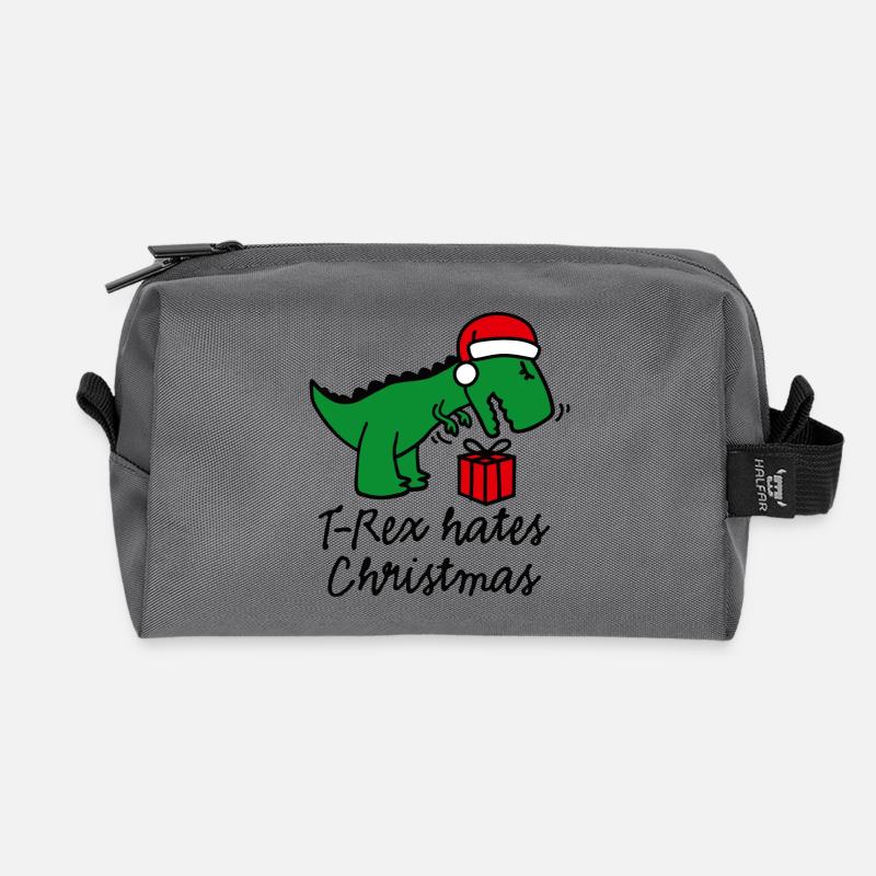 T-Rex hates Christmas ugly xmas Dinosaurier Santa - Recycelte Kulturtasche - Anthrazit