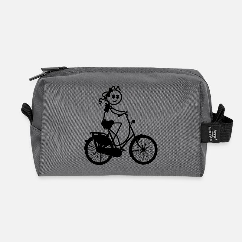 Traditionelles Fahrrad mit Strichmännchen Oma - Recycelte Kulturtasche - Anthrazit