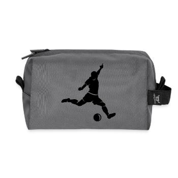 Soccer Player Goal Shot Sport Icon Illustration - Recycled Toiletry Zip Bag - anthracite - Front