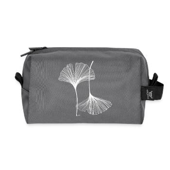 Lineart Ginkgo Leaves - Recycled Toiletry Zip Bag - anthracite - Front