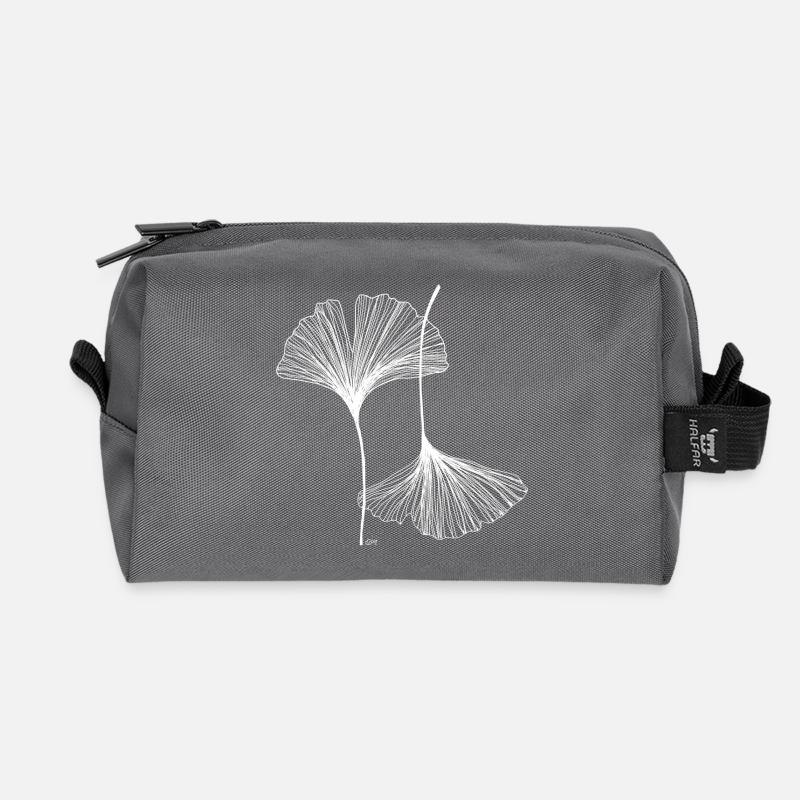 Lineart Ginkgoblätter - Recycelte Kulturtasche - Anthrazit