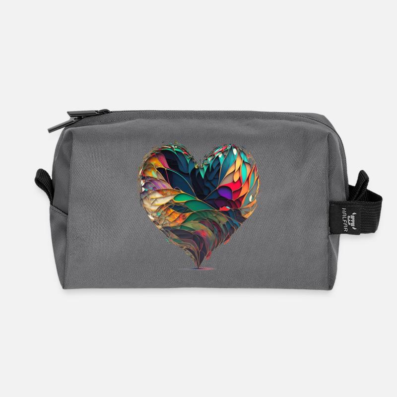 Herz - Recycelte Kulturtasche - Anthrazit