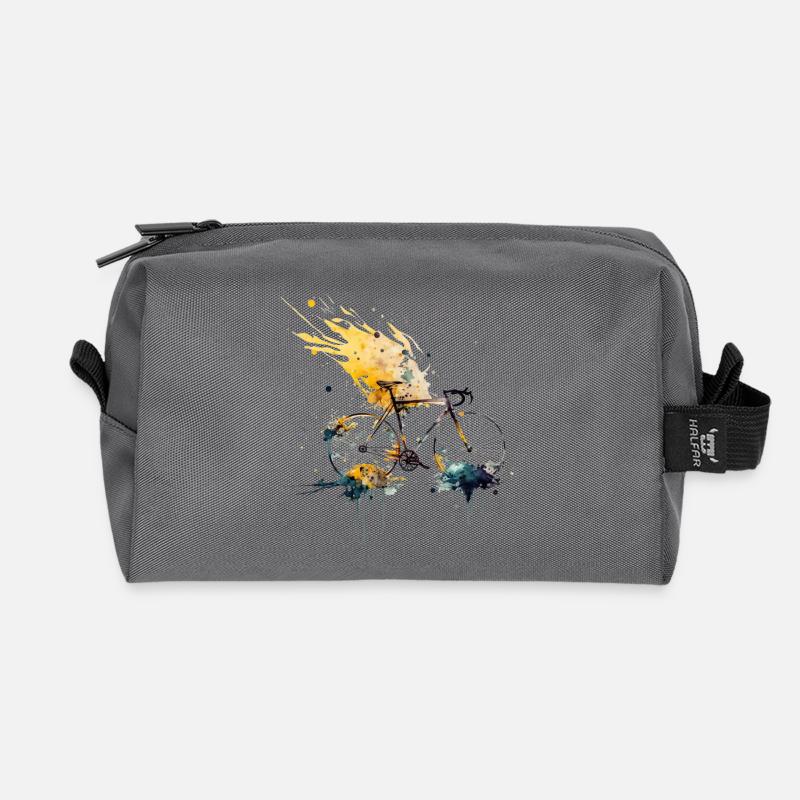 Water splash bicycle illustration - Recycled Toiletry Zip Bag - anthracite