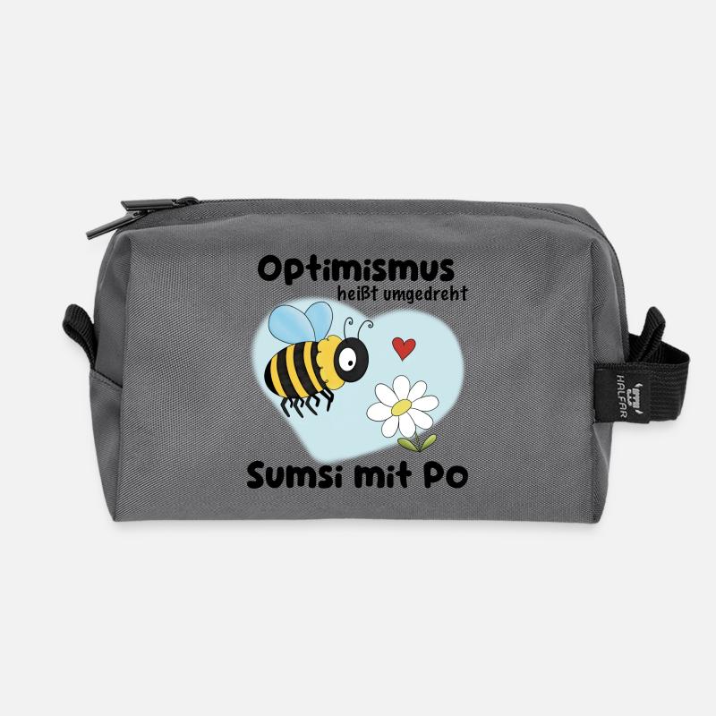 Optimismus Sumsi mit Po - Lustiger Cartoon - Recycelte Kulturtasche - Anthrazit