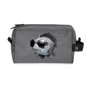 Big fish with sunglasses - Recycled Toiletry Zip Bag - anthracite - Front