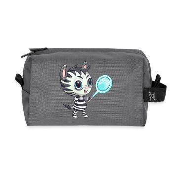 Zebra spielt Tennis und Badminton, Sportliches Tie - Recycelte Kulturtasche - Anthrazit - Vorne