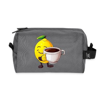 Zitrus-Kaffeezeit: Kawaii Zitrone genießt den - Recycelte Kulturtasche - Anthrazit - Vorne