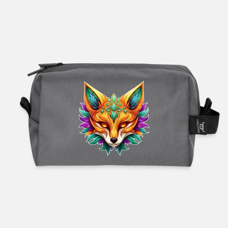 Mardi Gras Fuchs Portrait - Recycelte Kulturtasche - Anthrazit