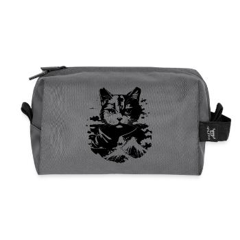Katze Anime Look - Recycelte Kulturtasche - Anthrazit - Vorne