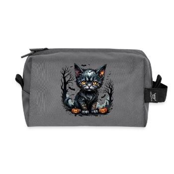 Halloween-Nacht mit Kätzchen und Kürbissen. - Recycelte Kulturtasche - Anthrazit - Vorne