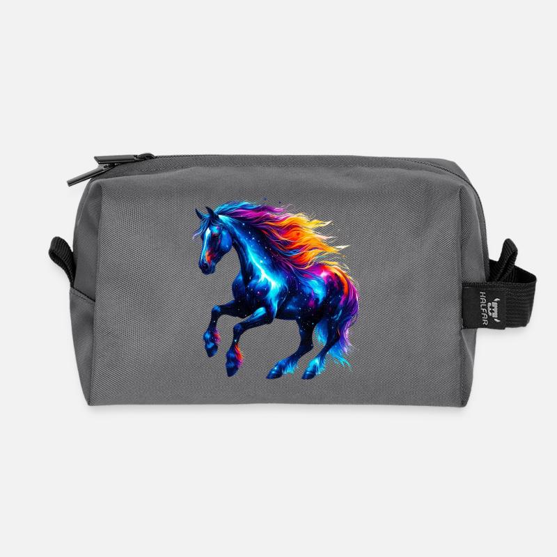 Pferd - Recycelte Kulturtasche - Anthrazit