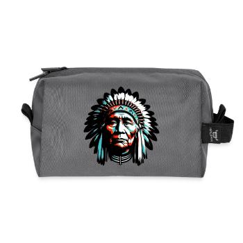 Amérindien Américain - Trousse de toilette en tissu recyclé - anthracite - Devant
