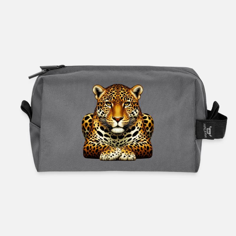 Leopard - Recycelte Kulturtasche - Anthrazit