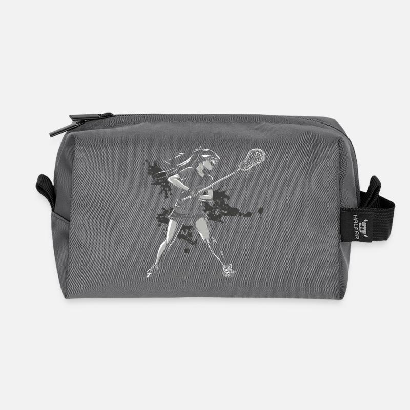 Lacrosse Spielerin - Recycelte Kulturtasche - Anthrazit