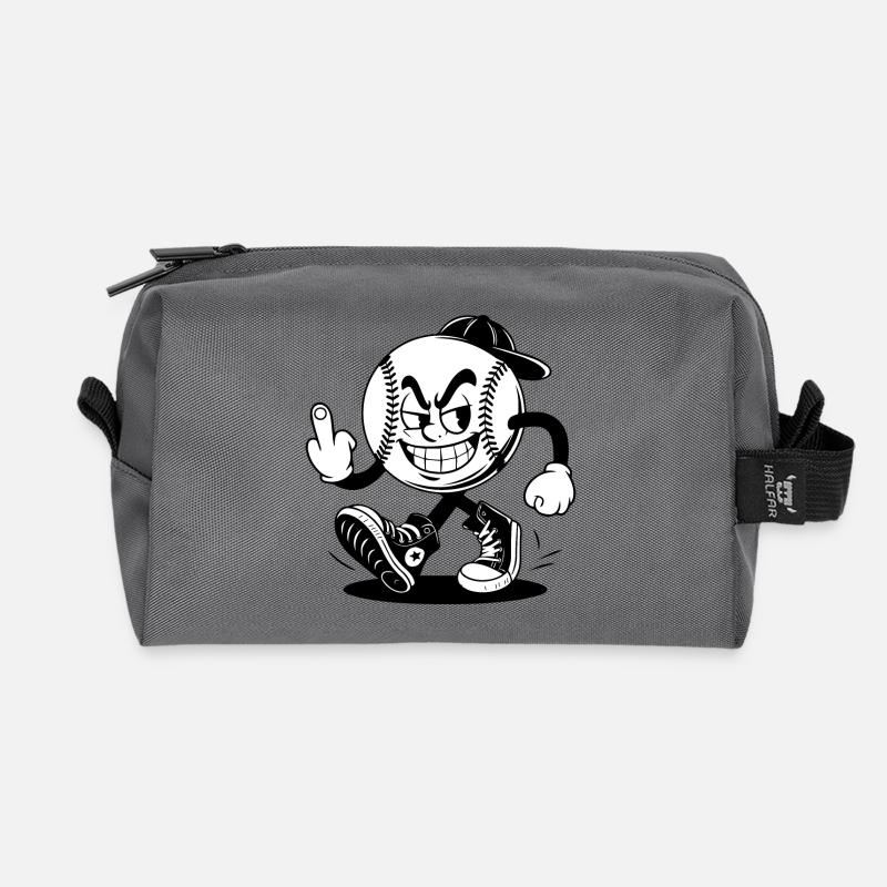 baseball with a confident - Recycled Toiletry Zip Bag - anthracite