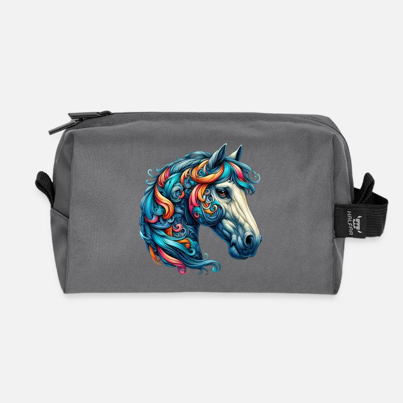 Pferd - Recycelte Kulturtasche - Anthrazit