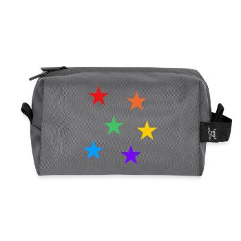 Stars Rainbow LGBTQ subtle gay pride - Recycled Toiletry Zip Bag - anthracite - Front