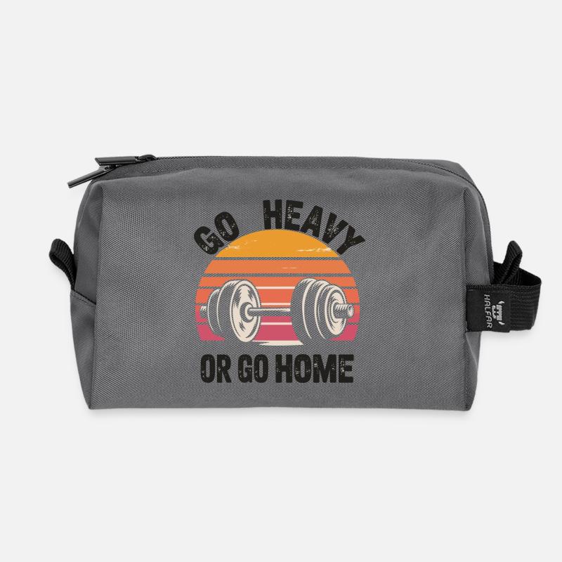 Go Heavy oder Go Home Retro Langhantel - Recycelte Kulturtasche - Anthrazit