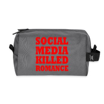 social media killed romance - Recycled Toiletry Zip Bag - anthracite - Front
