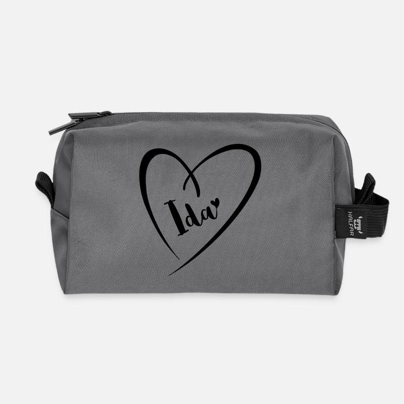 Ida Name Vorname im Herzrahmen - Recycelte Kulturtasche - Anthrazit