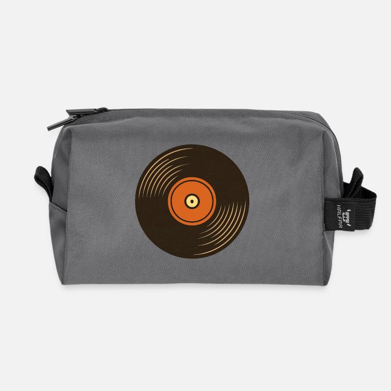 Retro Turntable Design - Recycled Toiletry Zip Bag - anthracite