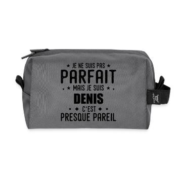 Denis: authentic, imperfect, top, perfection - Recycled Toiletry Zip Bag - anthracite - Front