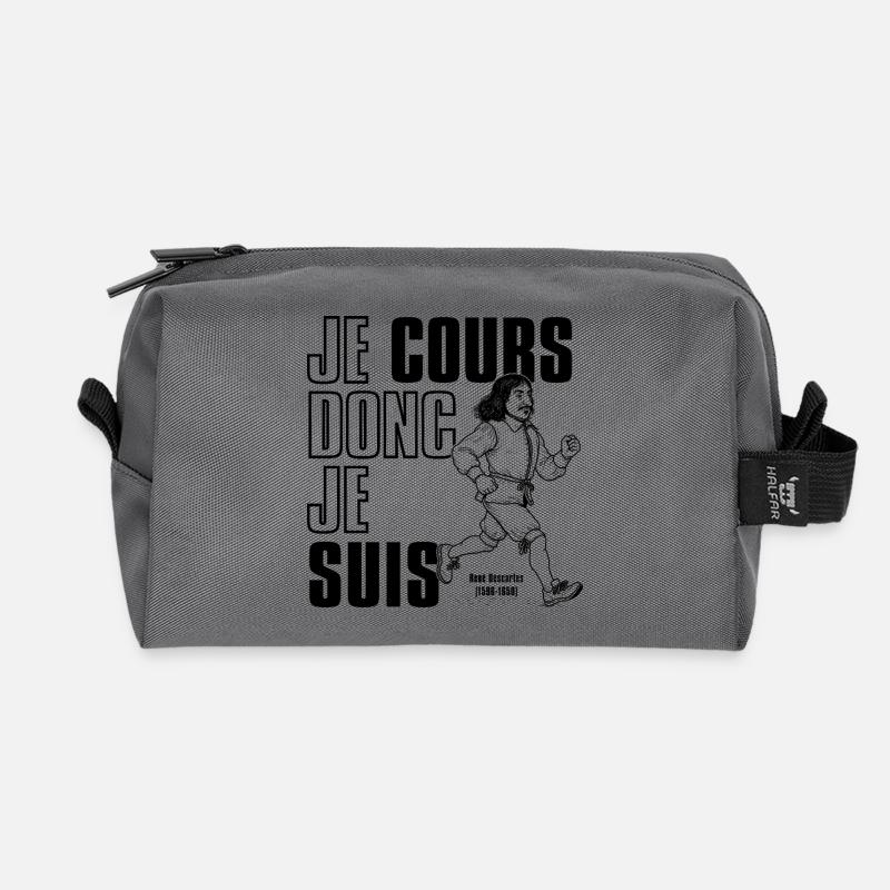 I run therefore I am - Recycled Toiletry Zip Bag - anthracite