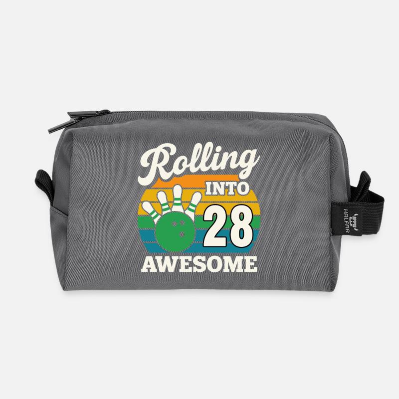 Bowling 28. Geburtstag Feier Grafik - Recycelte Kulturtasche - Anthrazit